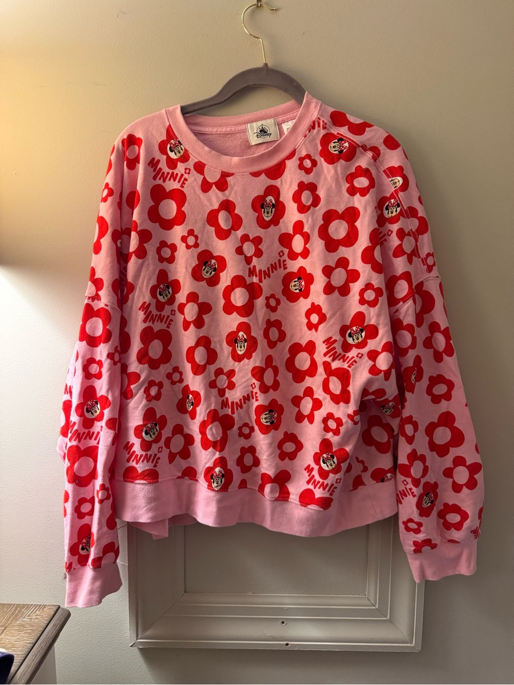 Minnie Mouse Pink & Red Floral Sweatshirt Disney parks